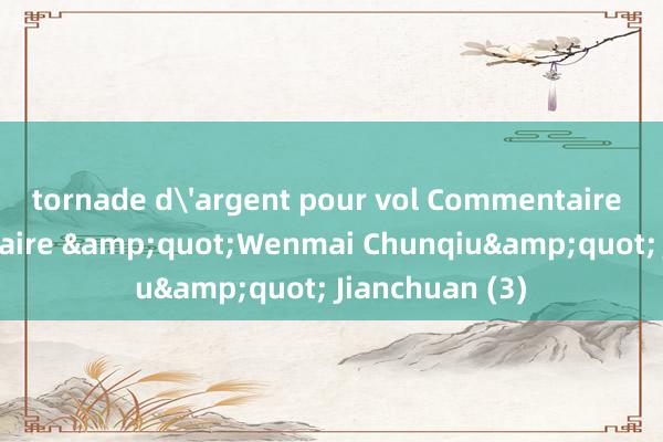 tornade d'argent pour vol Commentaire du documentaire &quot;Wenmai Chunqiu&quot; Jianchuan (3)